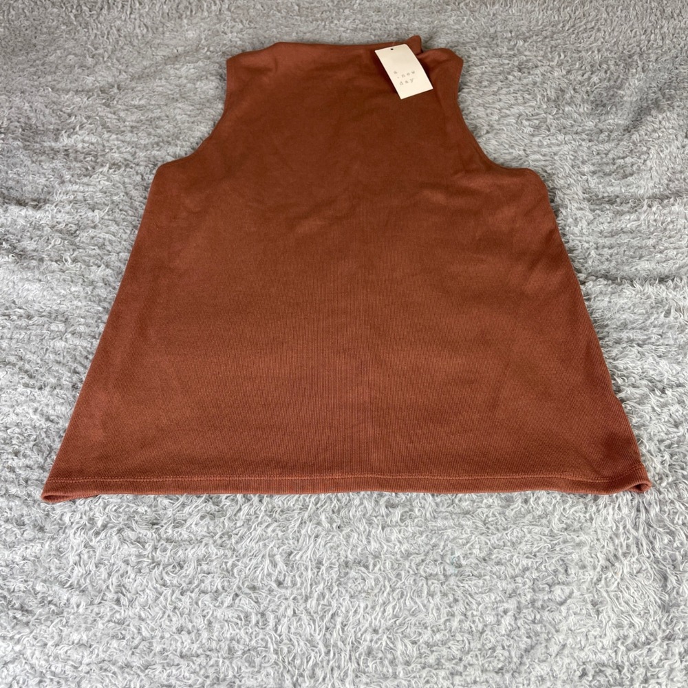 A New Day Womens XXL Rust Brown Ribbed Mock Neck Sleeveless Tank Top RN17730